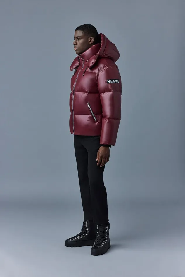 Puffer Men Mackage KENTZ Lustrous Down Jacket With Hood Black