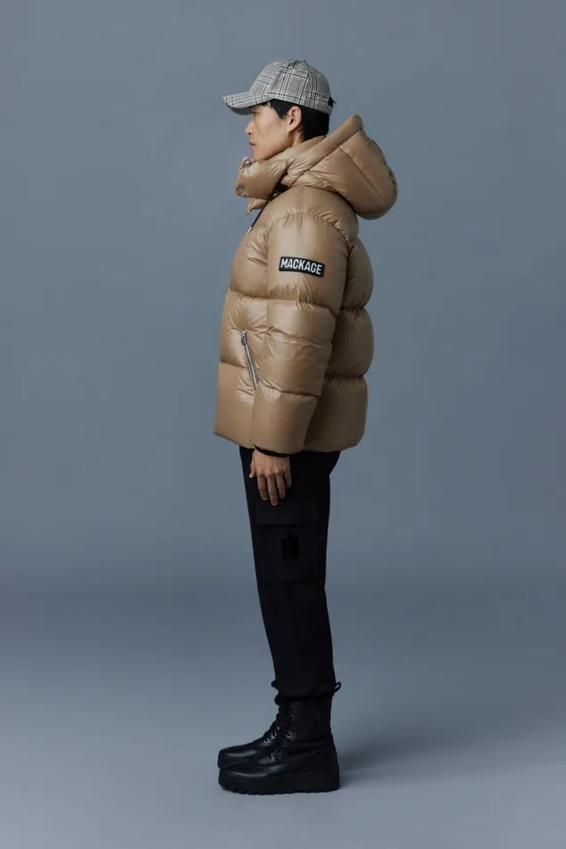 Puffer Men Mackage KENTZ Lustrous Down Jacket With Hood Black