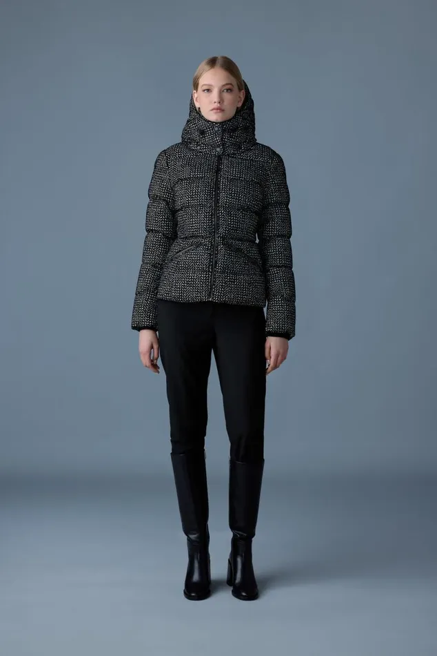 Puffers Women Mackage MADALYNFLP Flocked Medium Down Jacket Blackwhite Puffers Women Mackage MADALYNFLP Flocked Medium Down Jacket Blackwhite