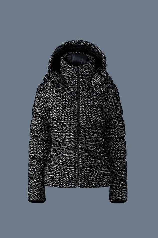 Puffers Women Mackage MADALYNFLP Flocked Medium Down Jacket Blackwhite Puffers Women Mackage MADALYNFLP Flocked Medium Down Jacket Blackwhite