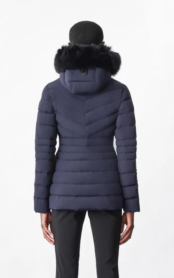 Puffers Women Mackage PATSY Agile 360 Down Jacket With Blue Fox Fur Cream