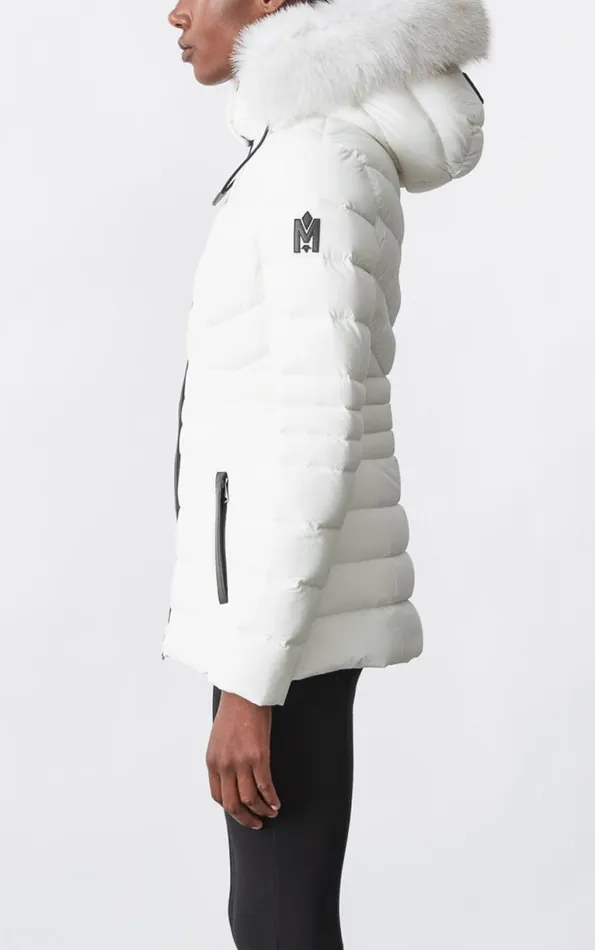Puffers Women Mackage PATSY Agile 360 Down Jacket With Blue Fox Fur Cream Puffers Women Mackage PATSY Agile 360 Down Jacket With Blue Fox Fur Cream