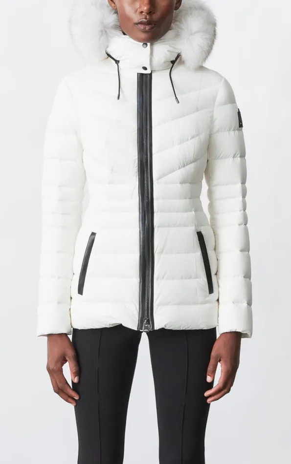 Puffers Women Mackage PATSY Agile 360 Down Jacket With Blue Fox Fur Cream Puffers Women Mackage PATSY Agile 360 Down Jacket With Blue Fox Fur Cream
