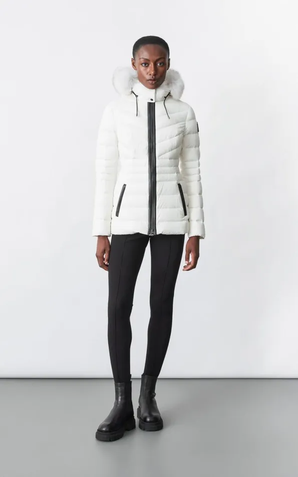 Puffers Women Mackage PATSY Agile 360 Down Jacket With Blue Fox Fur Cream Puffers Women Mackage PATSY Agile 360 Down Jacket With Blue Fox Fur Cream