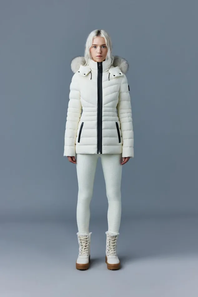 Puffers Women Mackage PATSY Agile 360 Down Jacket With Blue Fox Fur Cream Puffers Women Mackage PATSY Agile 360 Down Jacket With Blue Fox Fur Cream