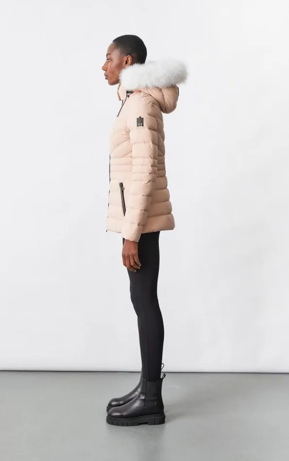 Puffers Women Mackage PATSY Agile 360 Down Jacket With Blue Fox Fur Cream Puffers Women Mackage PATSY Agile 360 Down Jacket With Blue Fox Fur Cream