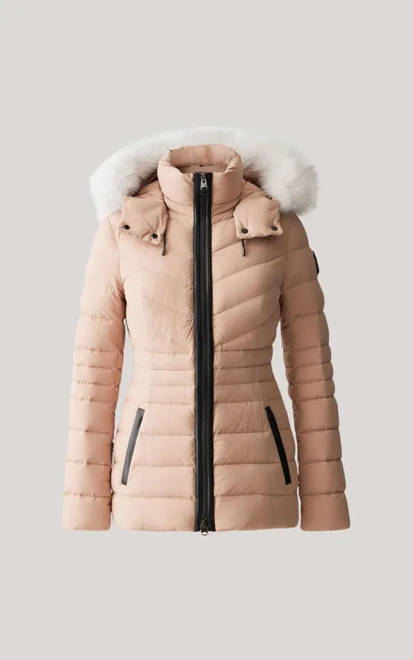 Puffers Women Mackage PATSY Agile 360 Down Jacket With Blue Fox Fur Cream Puffers Women Mackage PATSY Agile 360 Down Jacket With Blue Fox Fur Cream
