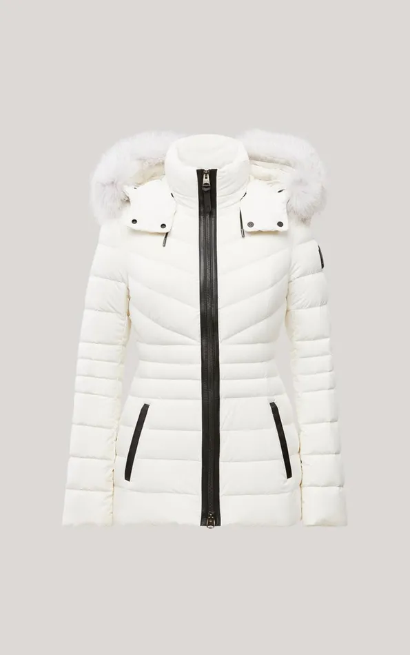 Puffers Women Mackage PATSY Agile 360 Down Jacket With Blue Fox Fur Cream Puffers Women Mackage PATSY Agile 360 Down Jacket With Blue Fox Fur Cream