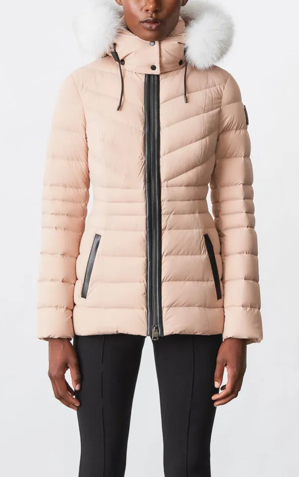 Puffers Women Mackage PATSY Agile 360 Down Jacket With Blue Fox Fur Cream Puffers Women Mackage PATSY Agile 360 Down Jacket With Blue Fox Fur Cream