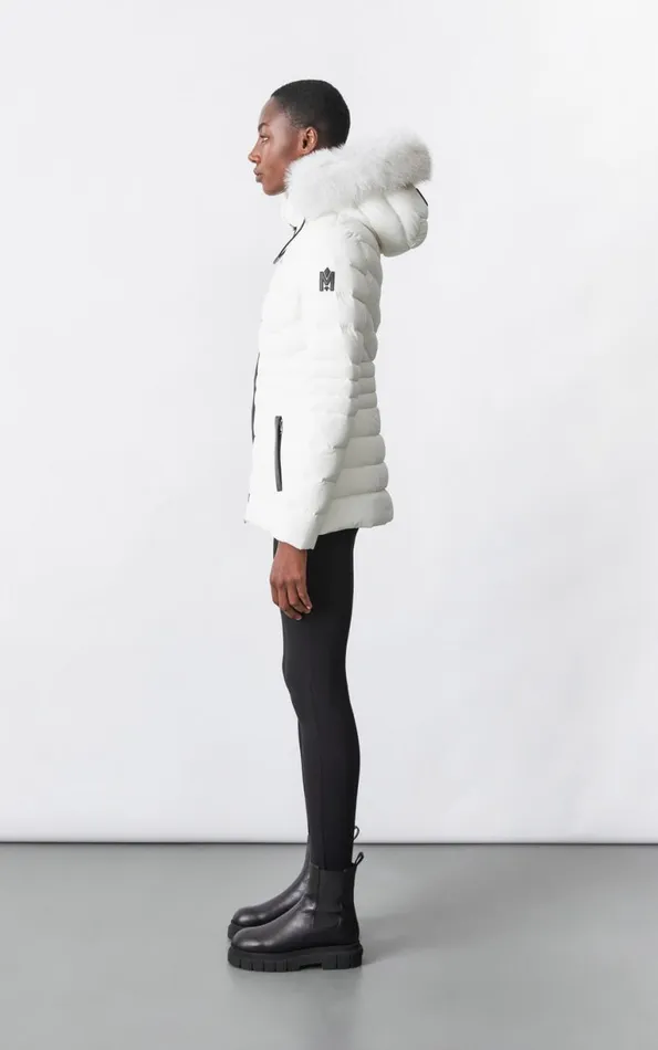 Puffers Women Mackage PATSY Agile 360 Down Jacket With Blue Fox Fur Cream Puffers Women Mackage PATSY Agile 360 Down Jacket With Blue Fox Fur Cream