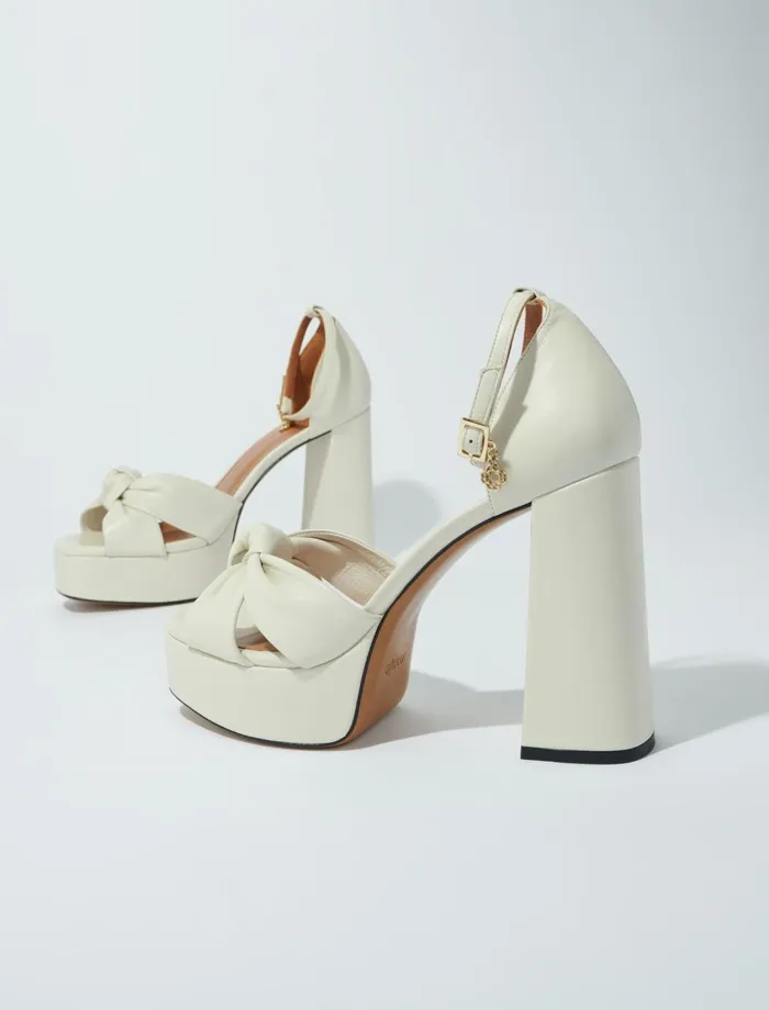 Pumps and Sandals Women Maje Leather Platform Sandals Ecru Pumps and Sandals Women Maje Leather Platform Sandals Ecru