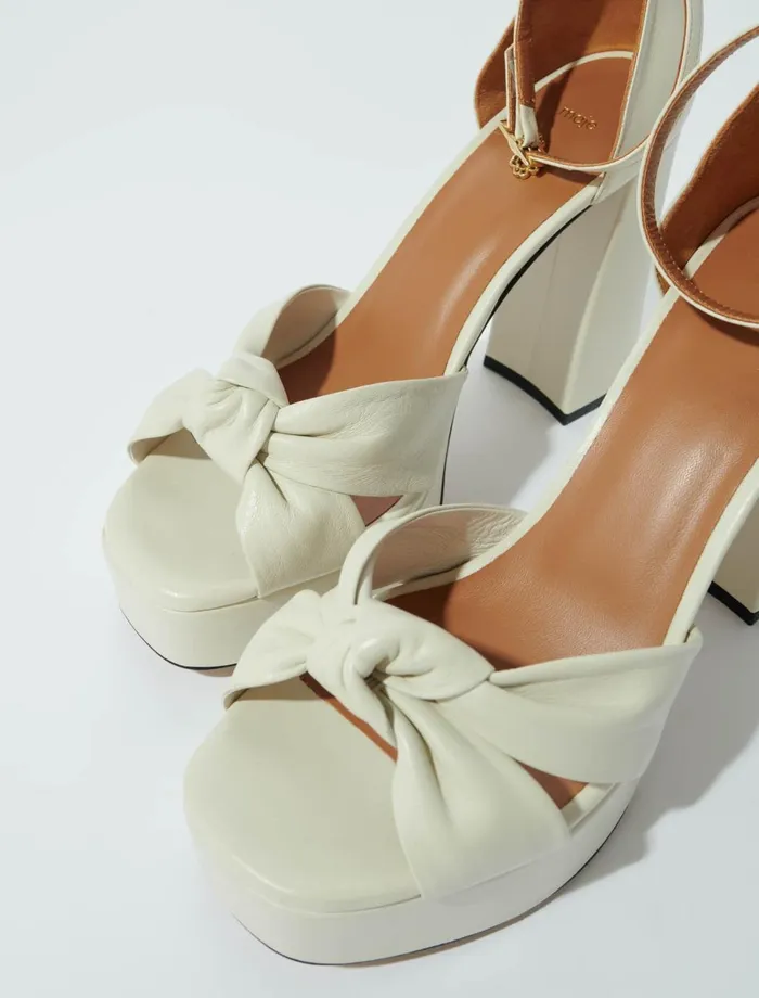 Pumps and Sandals Women Maje Leather Platform Sandals Ecru Pumps and Sandals Women Maje Leather Platform Sandals Ecru