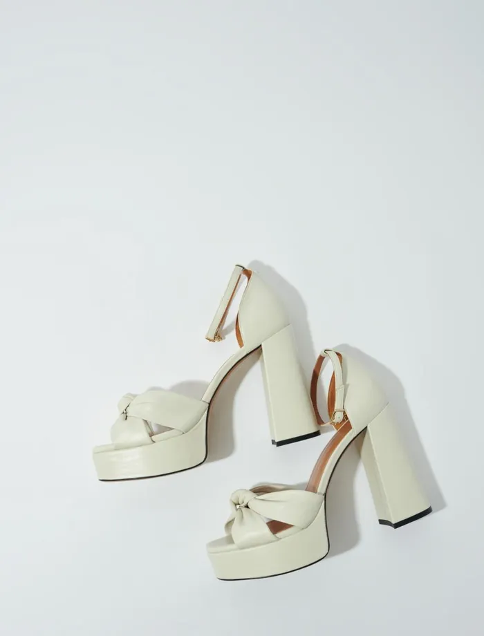Pumps and Sandals Women Maje Leather Platform Sandals Ecru Pumps and Sandals Women Maje Leather Platform Sandals Ecru