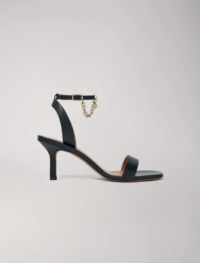 Pumps and Sandals Women Maje Leather Sandals With Heels Black