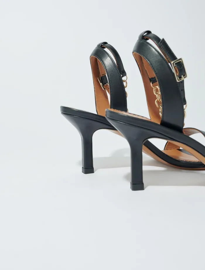 Pumps and Sandals Women Maje Leather Sandals With Heels Black Pumps and Sandals Women Maje Leather Sandals With Heels Black