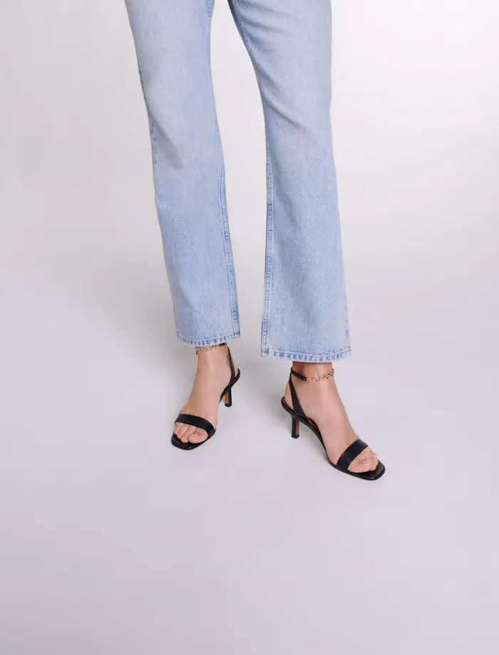 Pumps and Sandals Women Maje Leather Sandals With Heels Black Pumps and Sandals Women Maje Leather Sandals With Heels Black