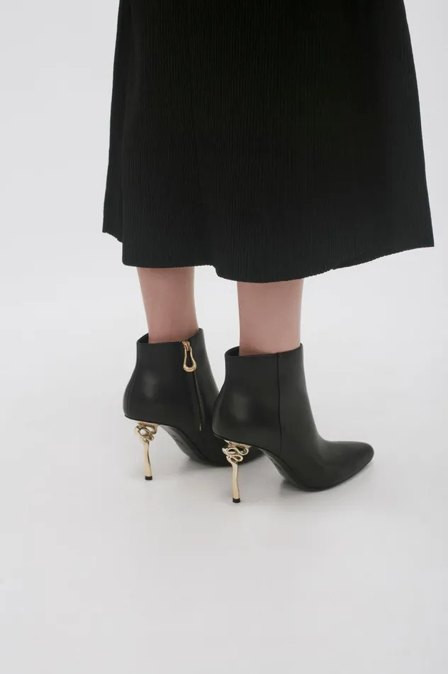 Quinn Ribbon Heel Ankle Boot Black Women Aje Shoes