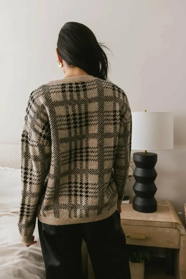 Raelynn Plaid Sweater Oatmeal Women Bohme Sweaters