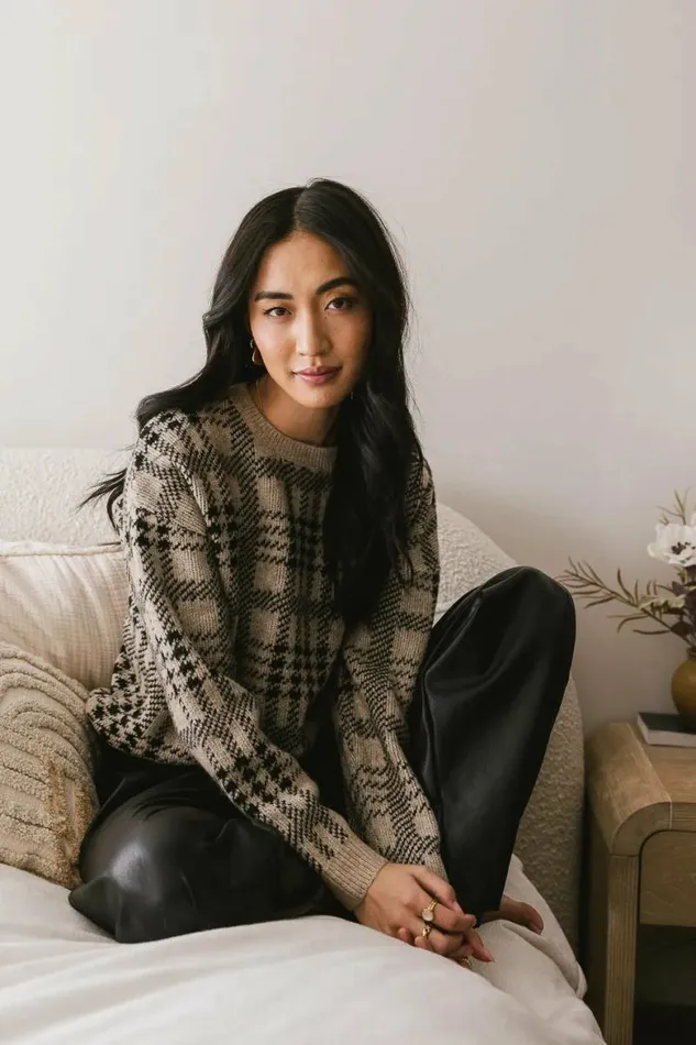 Raelynn Plaid Sweater Oatmeal Women Bohme Sweaters