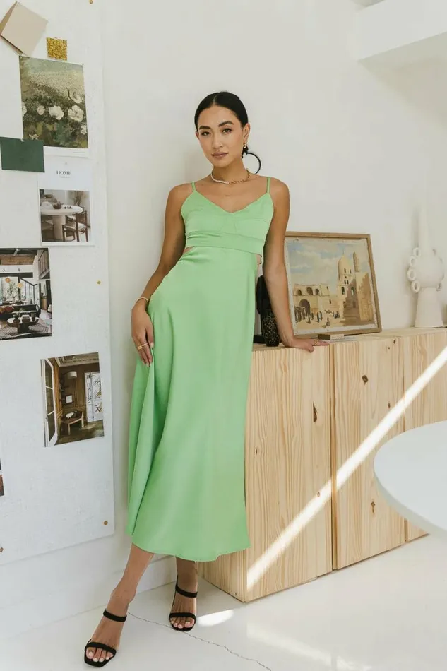 Ramona Cut Out Dress In Green Green Women Bohme Dresses