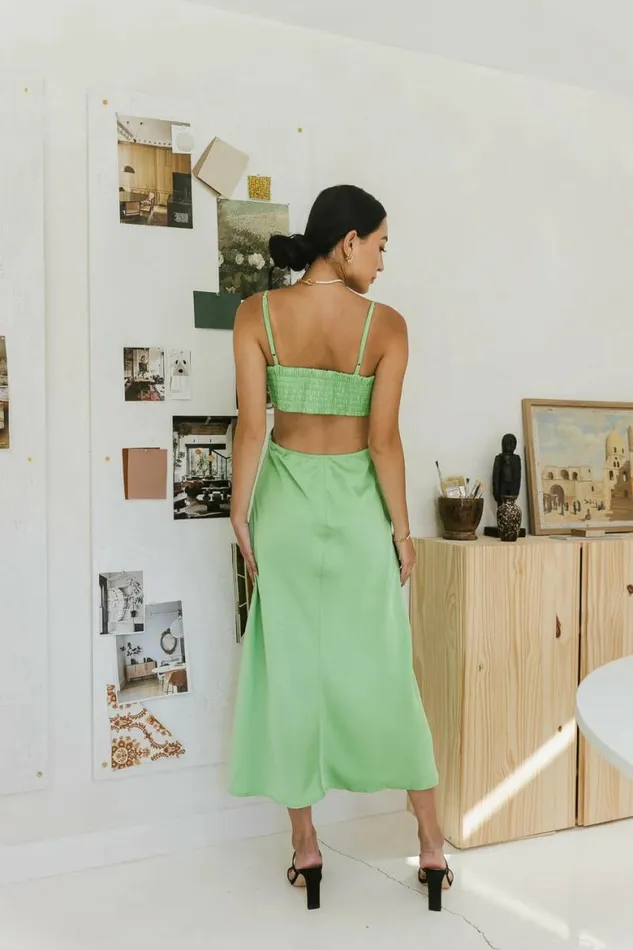 Ramona Cut Out Dress In Green Green Women Bohme Dresses