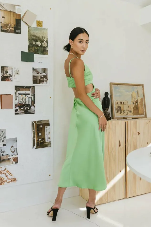 Ramona Cut Out Dress In Green Green Women Bohme Dresses
