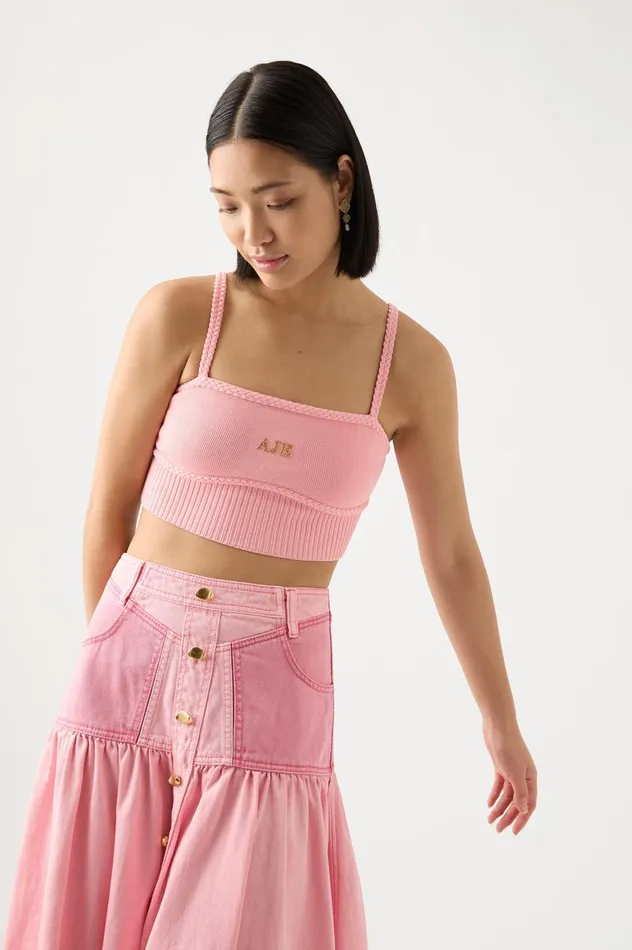 Ream Braided Crop Top Ballet Pink Women Aje Body 038 Crepe Knit