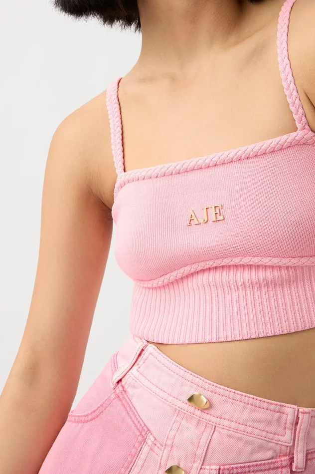 Ream Braided Crop Top Ballet Pink Women Aje Body 038 Crepe Knit