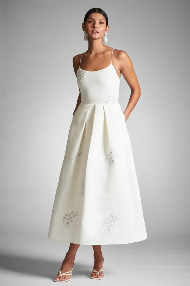 Reception Women Sachin and Babi Audra Dress 8211 IvoryEmbroidered Floral