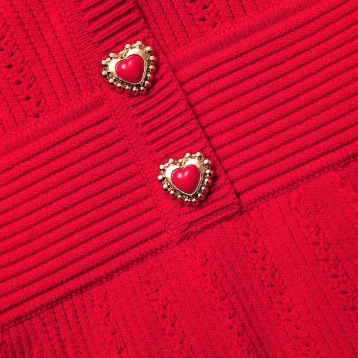 Red Pointelle Knit Mini Dress Women Self Portrait Dresses