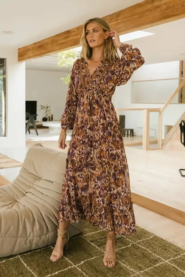 Regina Printed Dress In Purple Purple Women Bohme Dresses