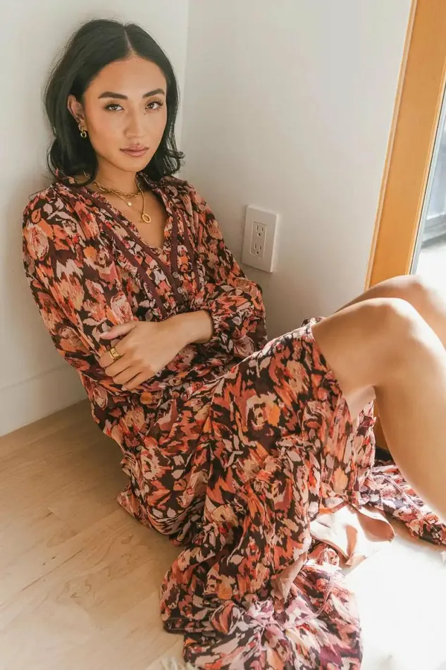 Regina Printed Dress In Rust Rust Women Bohme Dresses