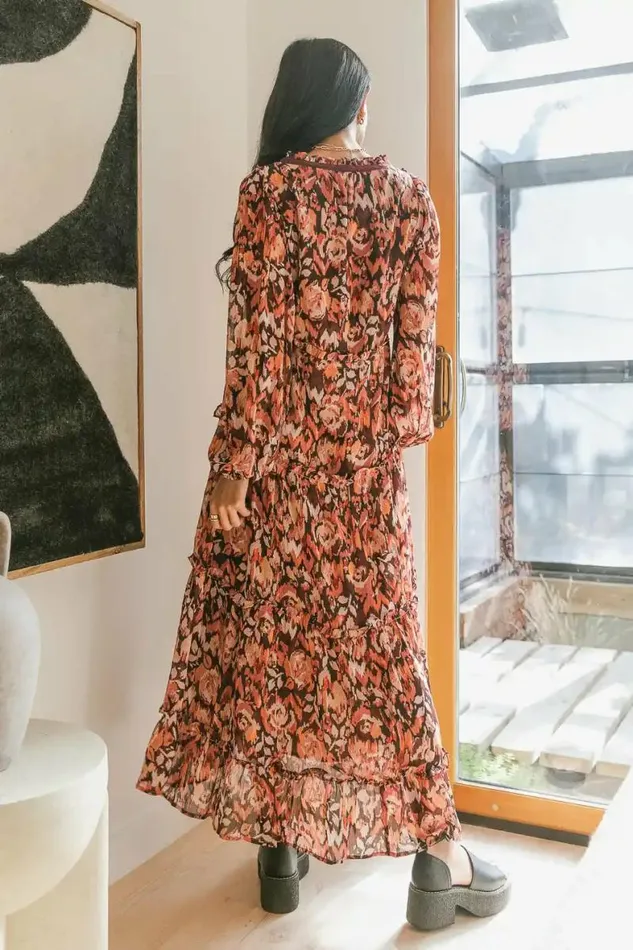 Regina Printed Dress In Rust Rust Women Bohme Dresses