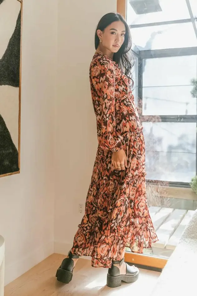 Regina Printed Dress In Rust Rust Women Bohme Dresses