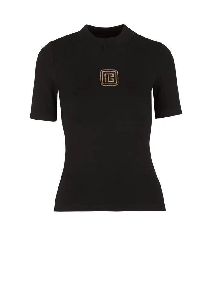 Retro PB Tshirt Black Women Balmain TShirts
