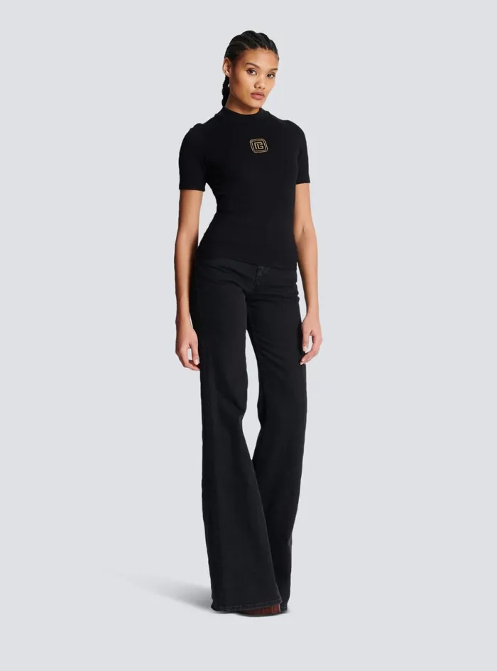 Retro PB Tshirt Black Women Balmain TShirts