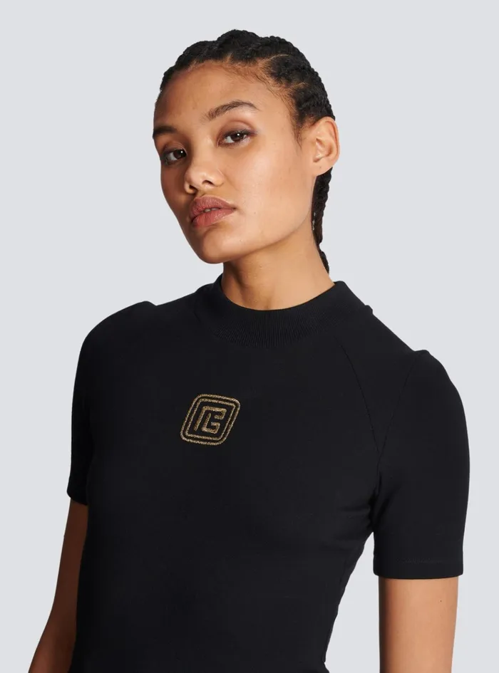 Retro PB Tshirt Black Women Balmain TShirts