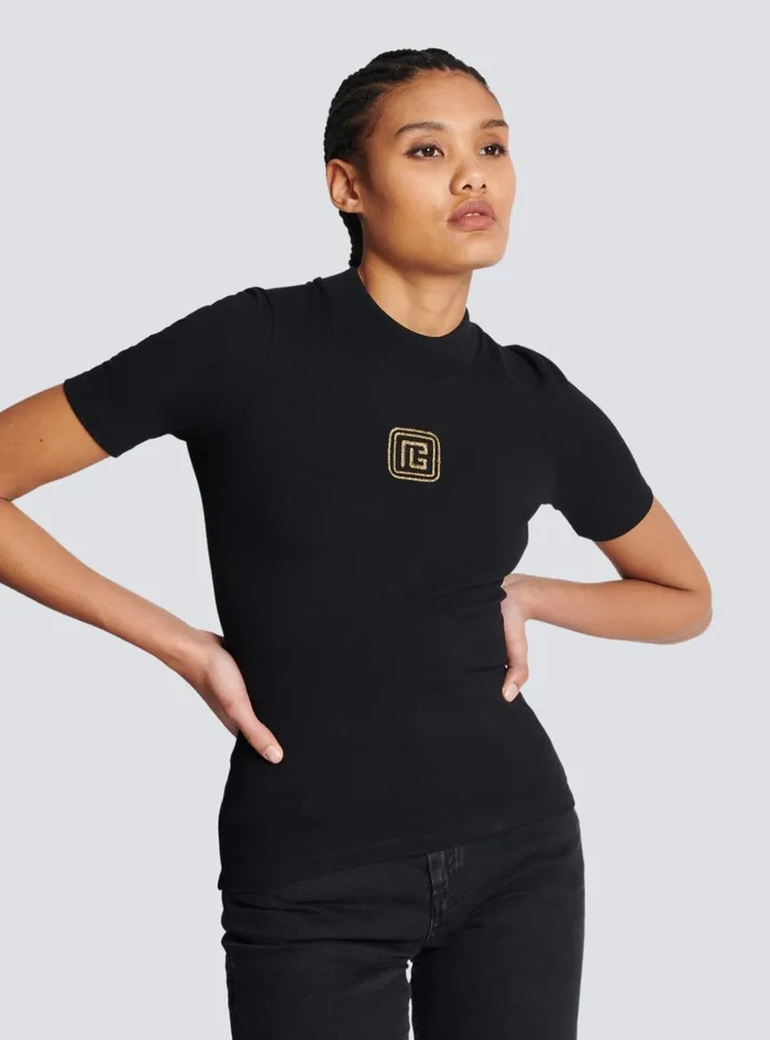 Retro PB Tshirt Black Women Balmain TShirts