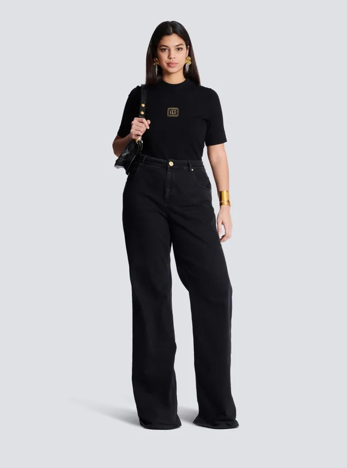Retro PB Tshirt Black Women Balmain TShirts