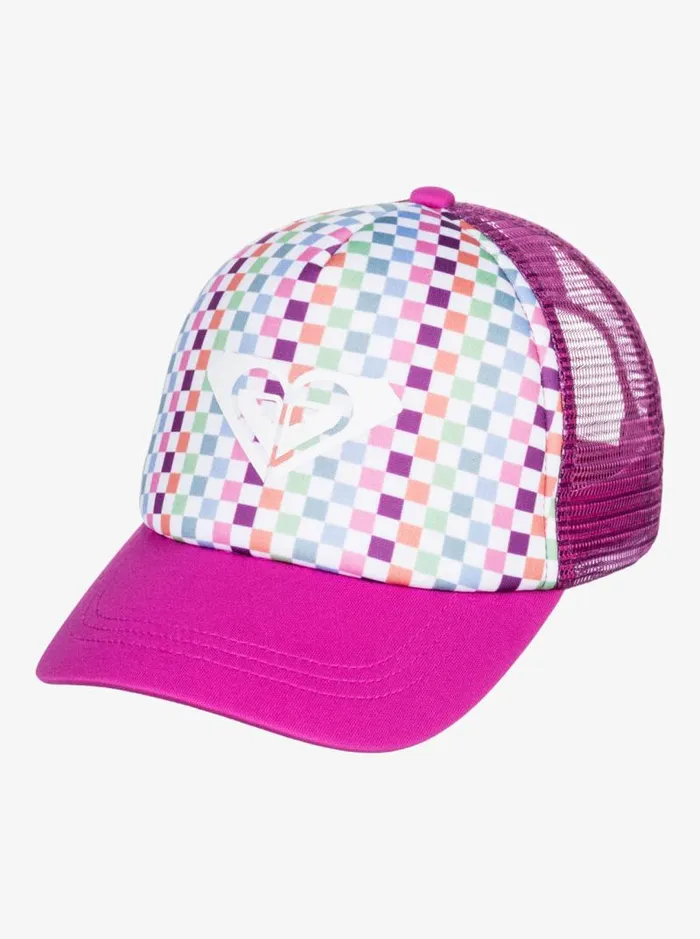 Roxy Accessories Girl039s 27 Sweet Emotions Trucker Hat Bright White Check Check 8211 Kids
