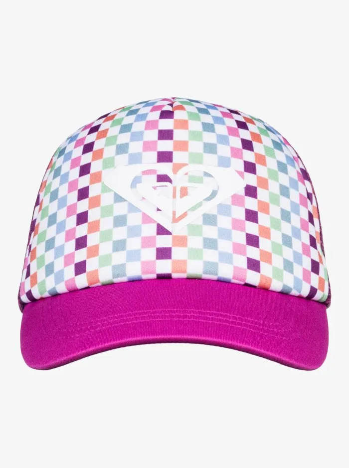 Roxy Accessories Girl039s 27 Sweet Emotions Trucker Hat Bright White Check Check 8211 Kids