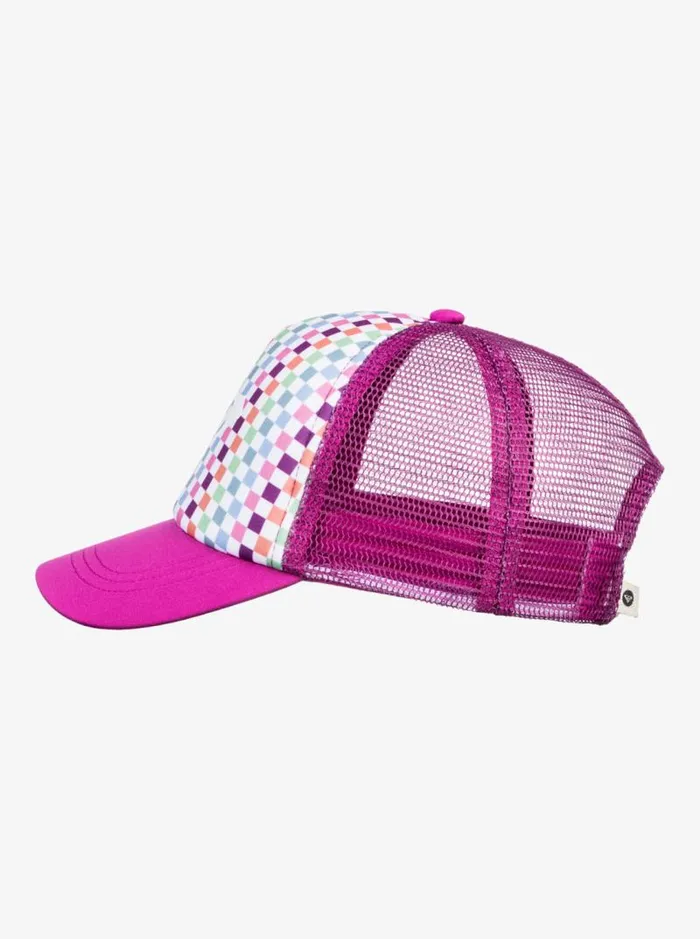 Roxy Accessories Girl039s 27 Sweet Emotions Trucker Hat Bright White Check Check 8211 Kids