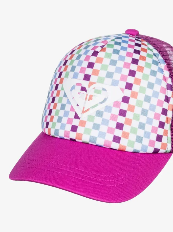 Roxy Accessories Girl039s 27 Sweet Emotions Trucker Hat Bright White Check Check 8211 Kids