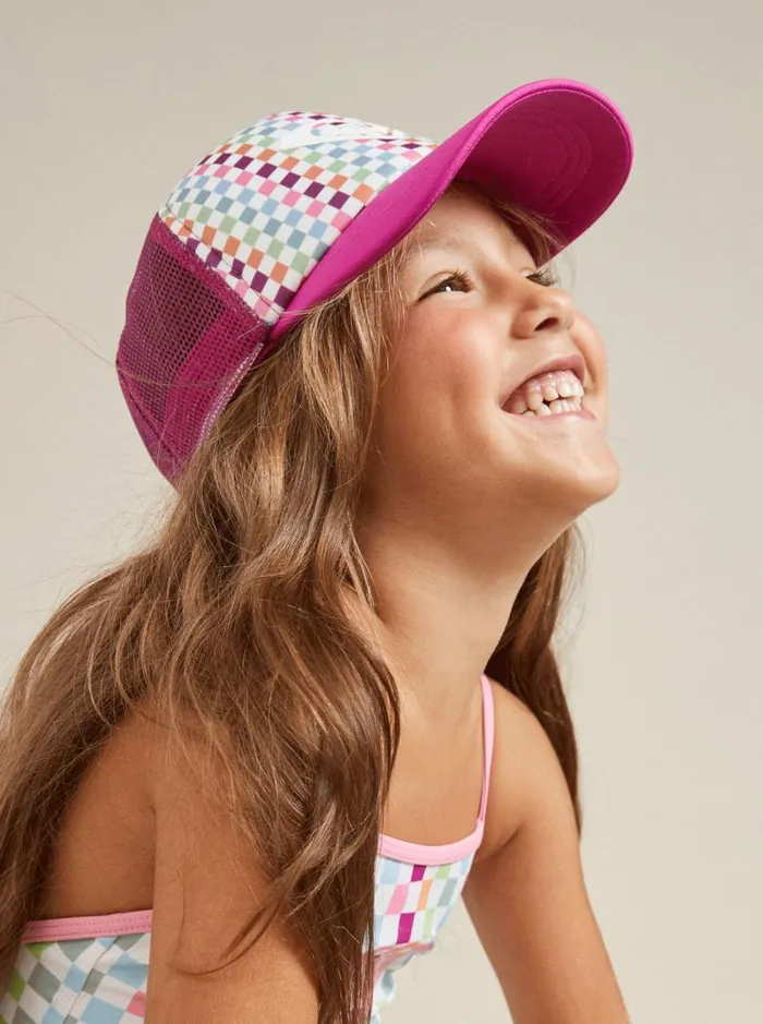 Roxy Accessories Girl039s 27 Sweet Emotions Trucker Hat Bright White Check Check 8211 Kids