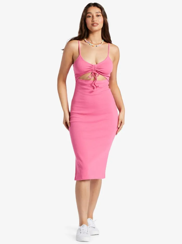 Roxy Dresses Wavey Baby Rib Knit Dress Shocking Pink 8211 Women