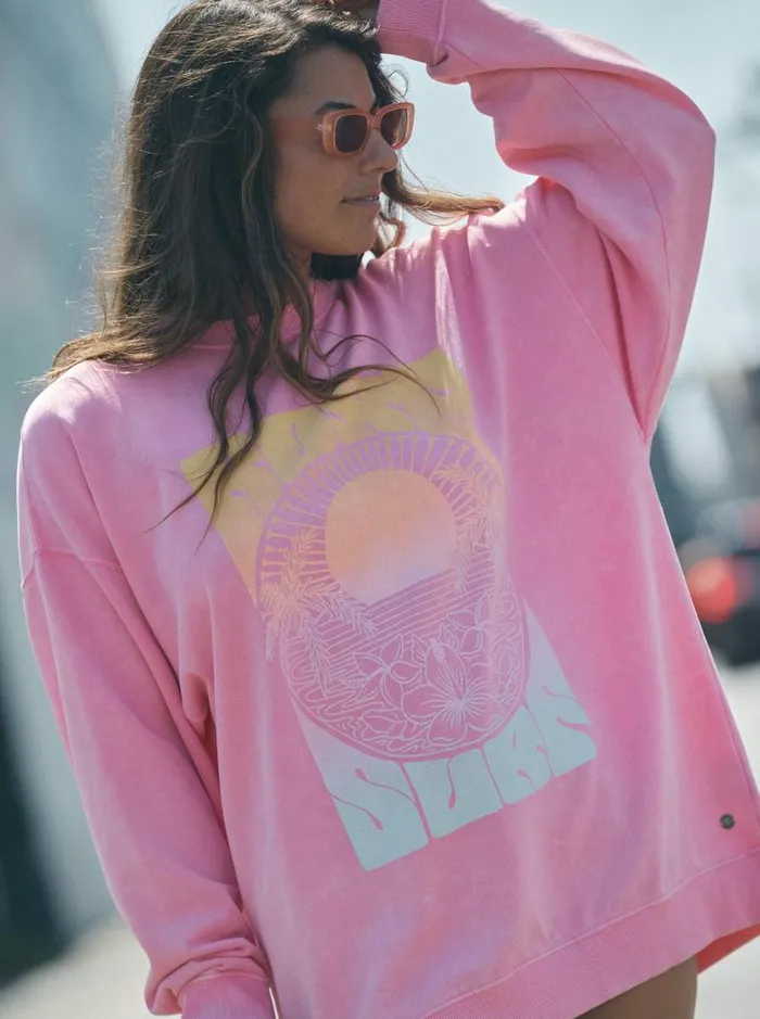 Roxy Fleece and Hoodies Lineup Oversized Sweatshirt Sachet Pink 8211 Women