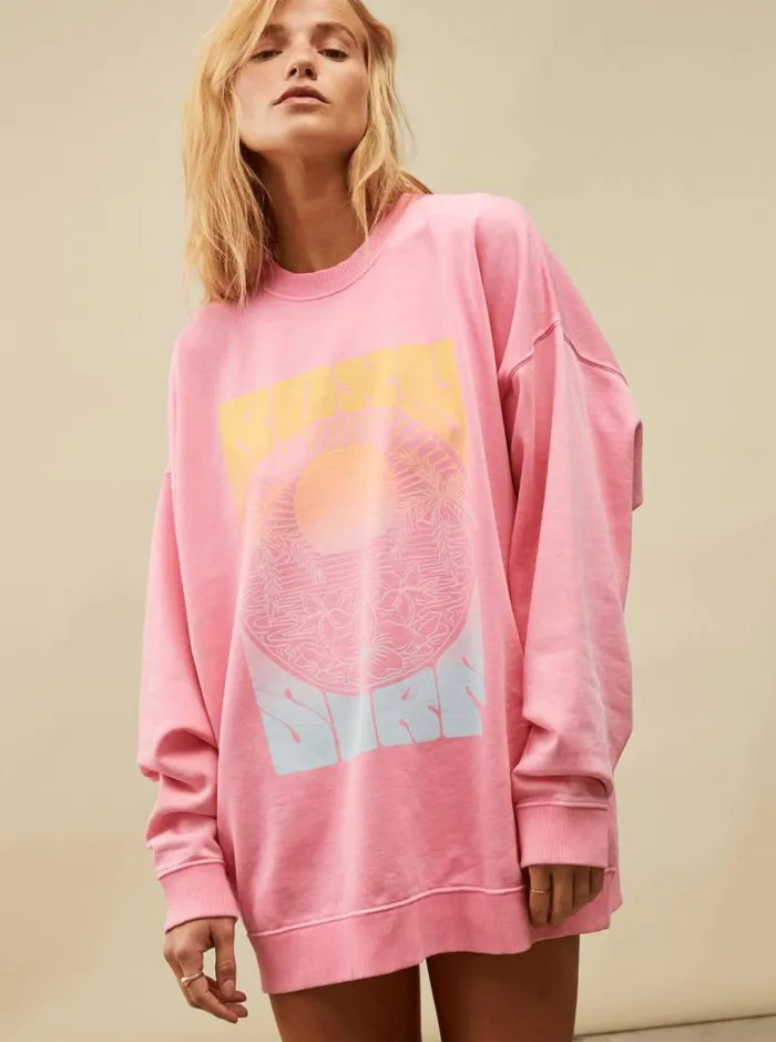 Roxy Fleece and Hoodies Lineup Oversized Sweatshirt Sachet Pink 8211 Women Roxy Fleece and Hoodies Lineup Oversized Sweatshirt Sachet Pink 8211 Women