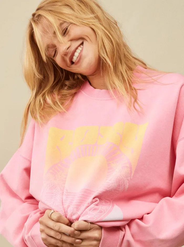 Roxy Fleece and Hoodies Lineup Oversized Sweatshirt Sachet Pink 8211 Women Roxy Fleece and Hoodies Lineup Oversized Sweatshirt Sachet Pink 8211 Women