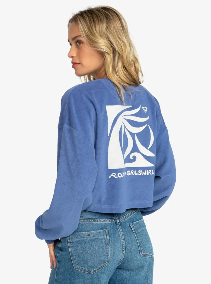 Roxy Fleece and Hoodies Roxy X Grl Swirl Cropped Sweatshirt Marlin 8211 Women Roxy Fleece and Hoodies Roxy X Grl Swirl Cropped Sweatshirt Marlin 8211 Women