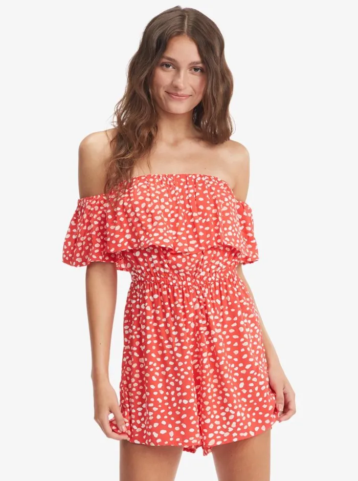 Roxy Jumpsuits and Rompers Another Day Romper Hibiscus Wild Dots 8211 Women